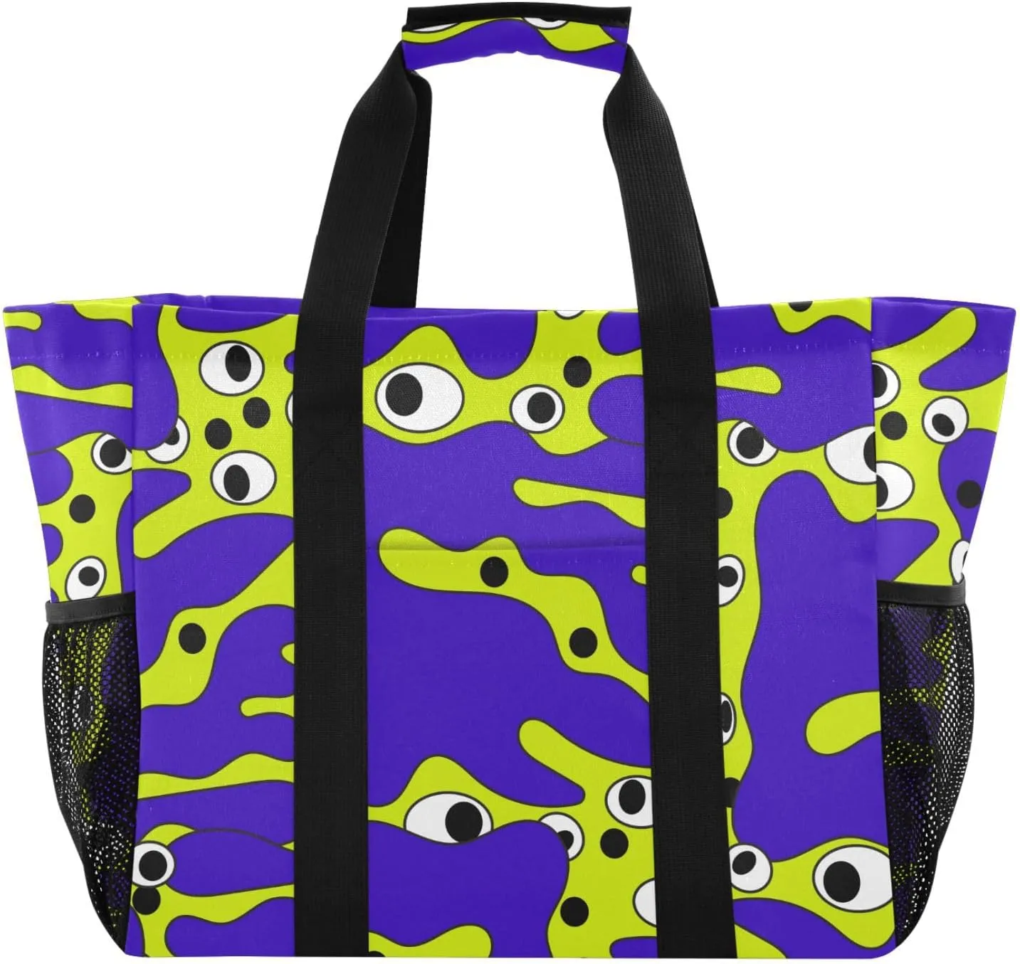 susiyo Bright Colors Halloween Eyes Reusable Grocery Tote Bag Collapsible Canvas Beach Bag Large Travel Bags for Hiking Trip Pool