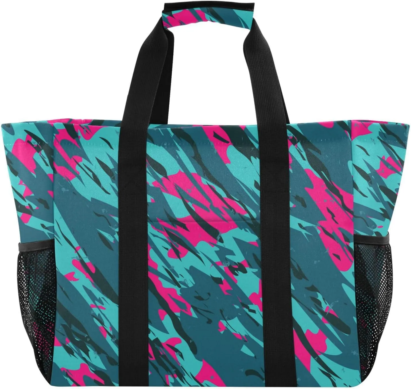 susiyo Camo Tiger Stripe Reusable Grocery Tote Bag Collapsible Canvas Beach Bag Large Travel Bags for Hiking Trip Pool
