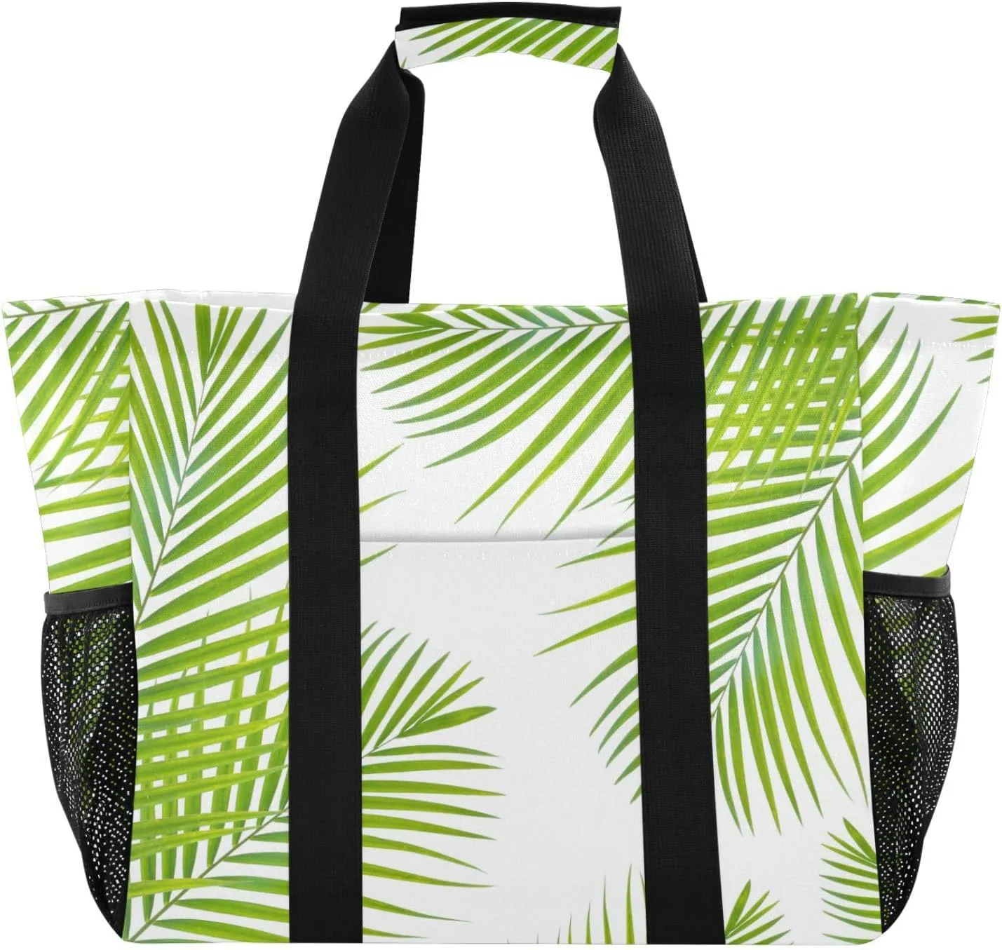 susiyo Green Palm Tree Summer Reusable Grocery Tote Bag Collapsible Canvas Beach Bag Large Travel Bags for Hiking Trip Pool