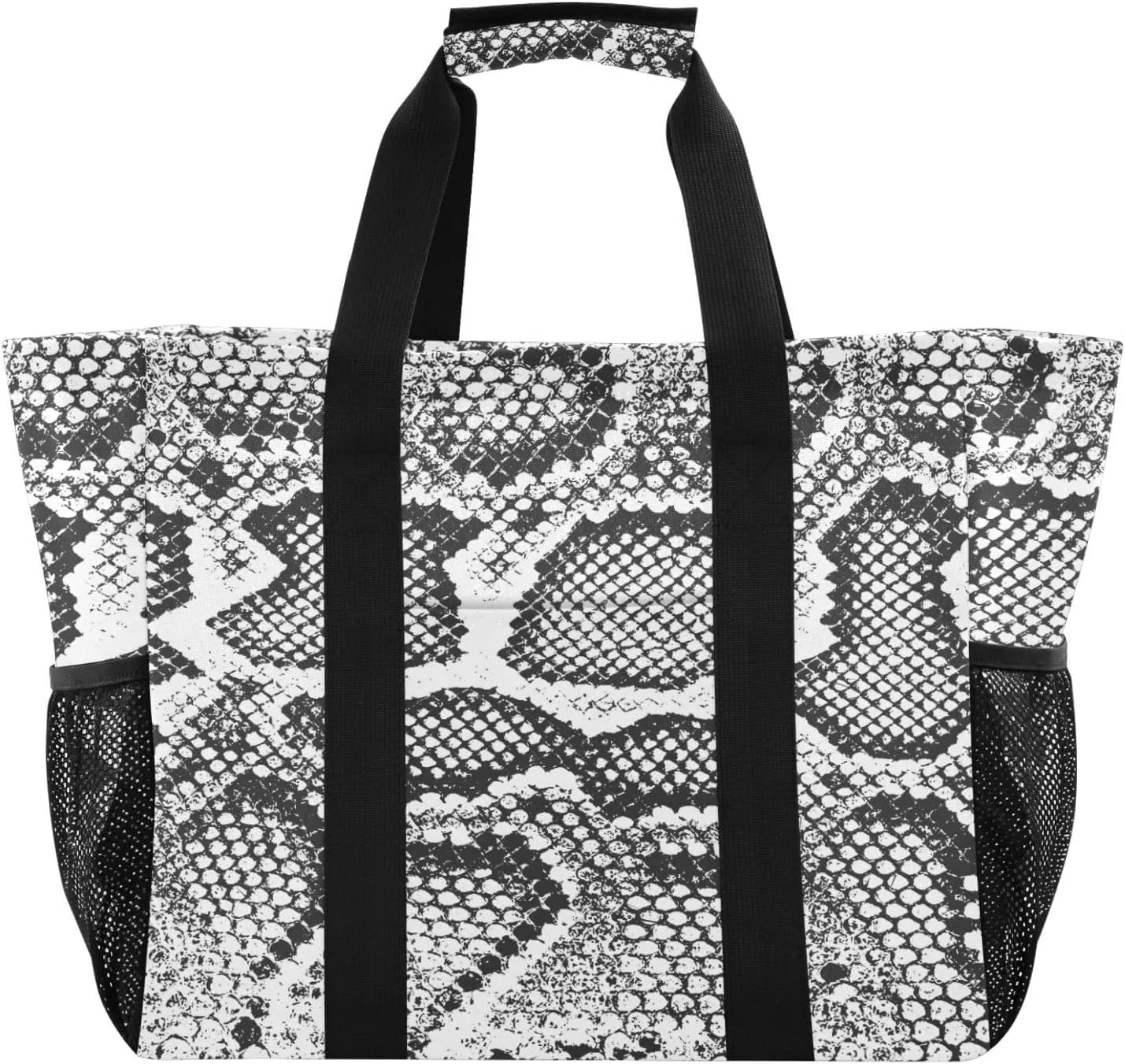 susiyo Snake Skin Prints Reusable Grocery Tote Bag Collapsible Canvas Beach Bag Large Travel Bags for Hiking Trip Pool
