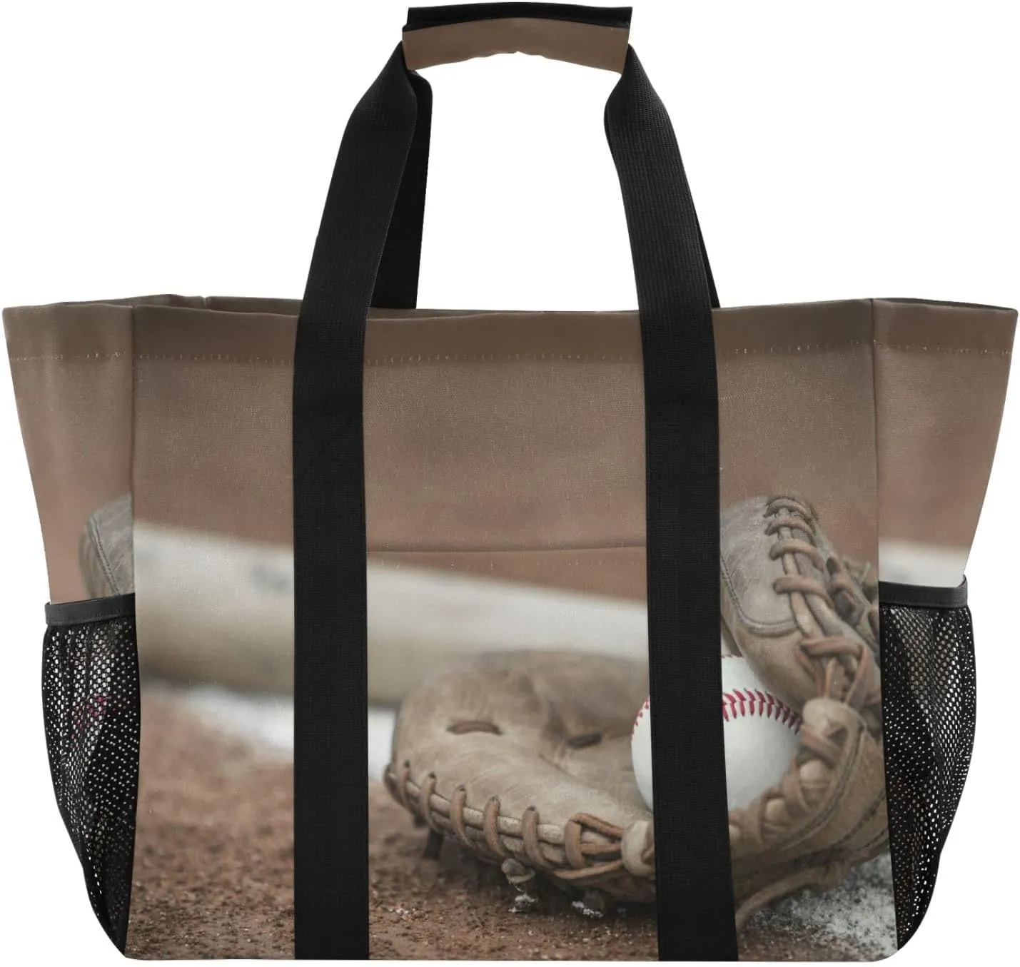 susiyo Vintage Baseball Reusable Grocery Tote Bag Collapsible Canvas Beach Bag Large Travel Bags for Hiking Trip Pool