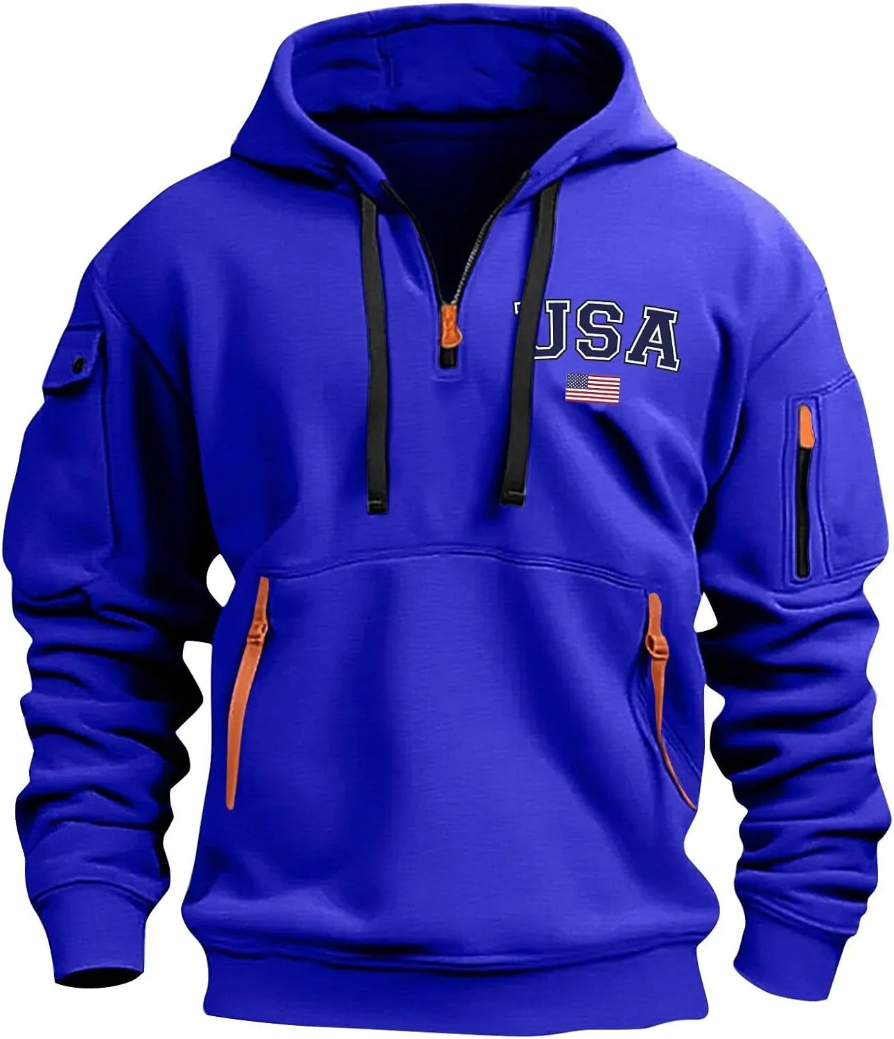 Sweatshirt Men 1/4 Zip Running Athletic Cool Drawstring Hoodies for Men Basic Stylish Sweatshirt with Pockets