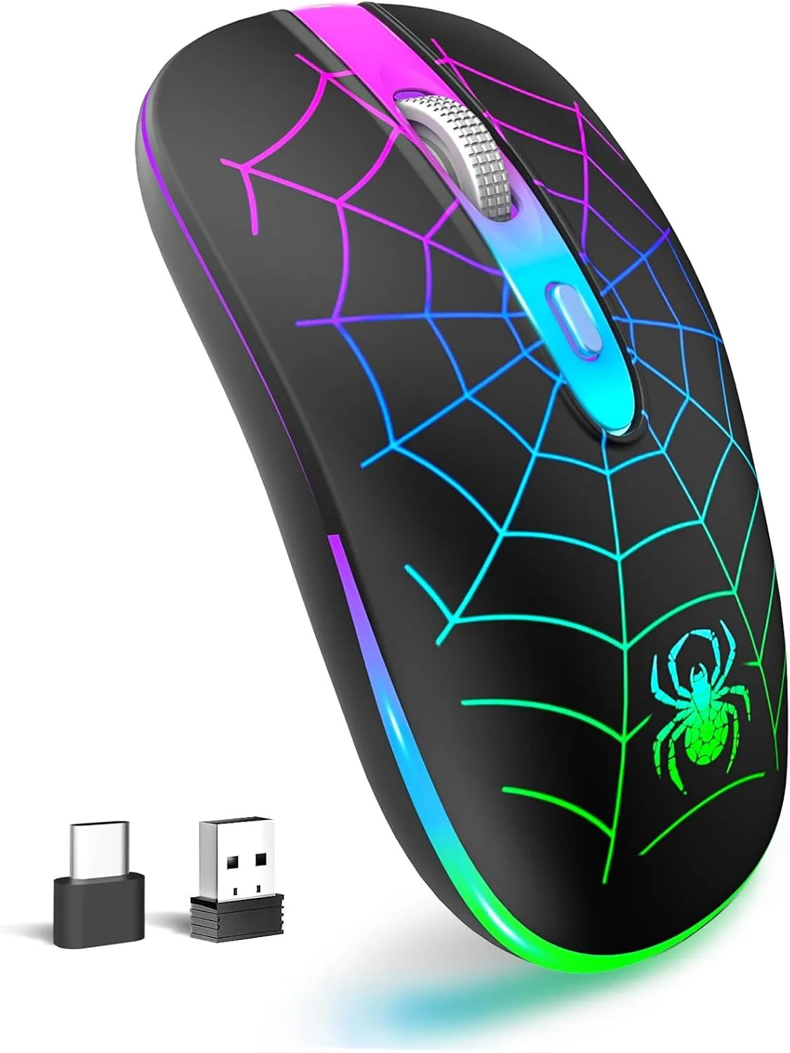 TaIYanG Wireless Mouse, 2.4G Portable Optical Quiet Cute Mouse with USB Receiver and Type C Adapter, 3 Adjustable DPI LED Wireless Mouse for Laptop, Computer, PC, MacBook, Desktop