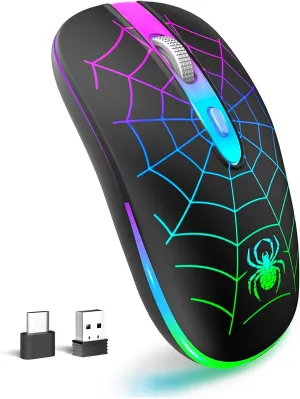 TaIYanG Wireless Mouse, 2.4G Portable Optical Quiet Cute Mouse with USB Receiver and Type C Adapter, 3 Adjustable DPI LED Wireless Mouse for Laptop, Computer, PC, MacBook, Desktop