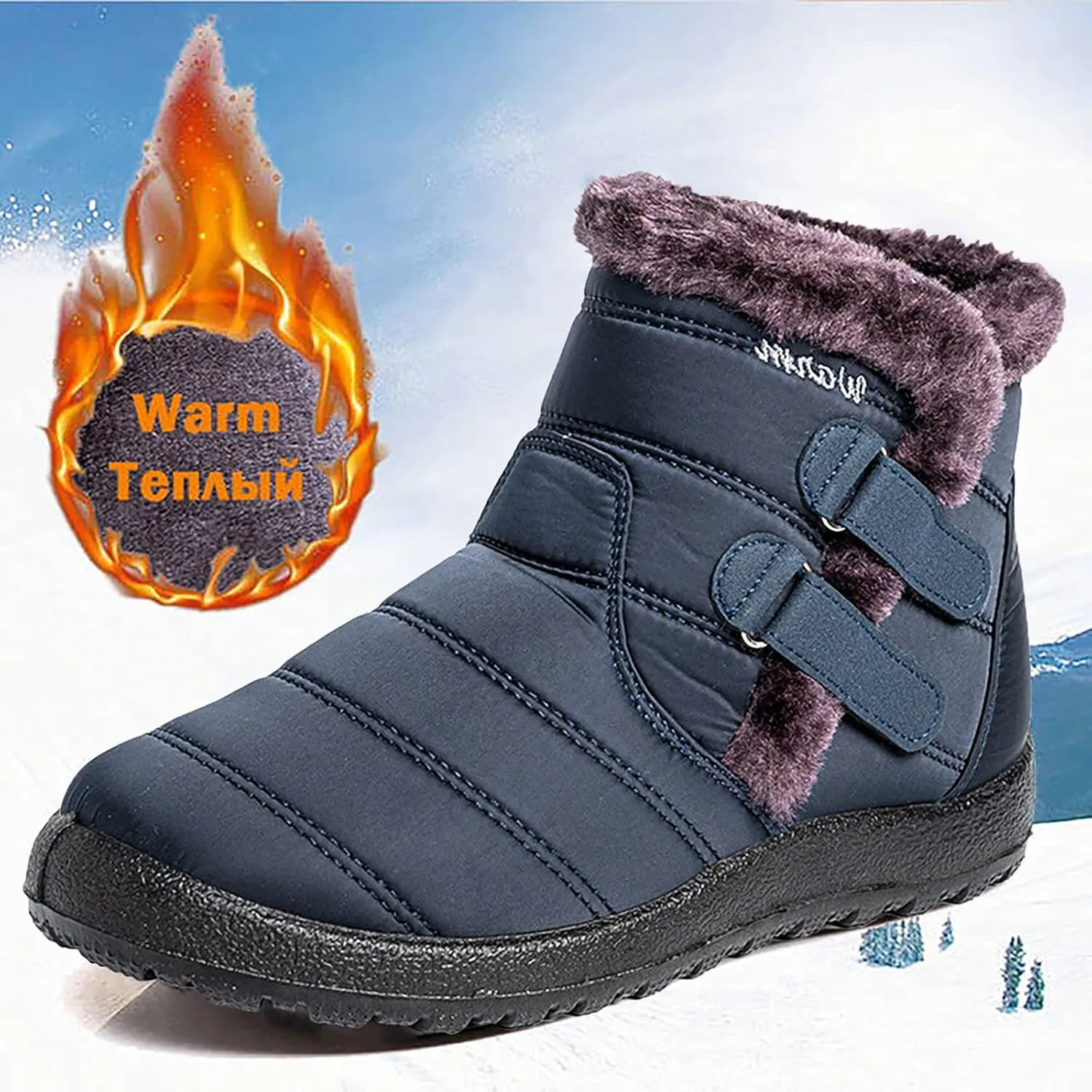 Tall Black Snow Boots for Women Women's Mid-Calf Waterproof Winter Snow Boots Women's Black Leather Winter Boots Womens Winter Snow Boots Waterproof Shoes Womens Leather Winter Boots Waterproof