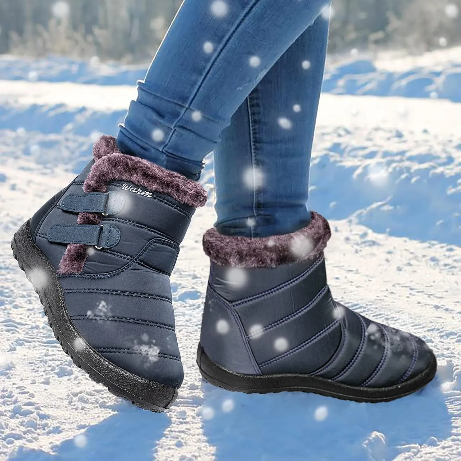 Tall Black Snow Boots for Women Women's Mid-Calf Waterproof Winter Snow Boots Women's Black Leather Winter Boots Womens Winter Snow Boots Waterproof Shoes Womens Leather Winter Boots Waterproof