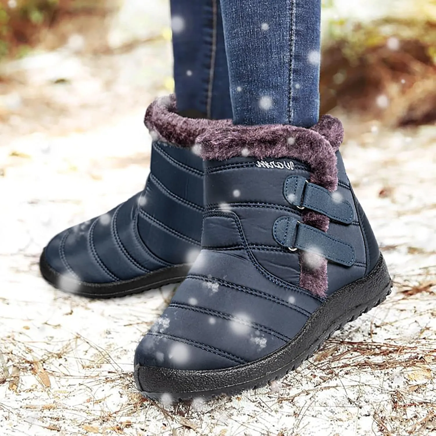 Tall Black Snow Boots for Women Women's Mid-Calf Waterproof Winter Snow Boots Women's Black Leather Winter Boots Womens Winter Snow Boots Waterproof Shoes Womens Leather Winter Boots Waterproof