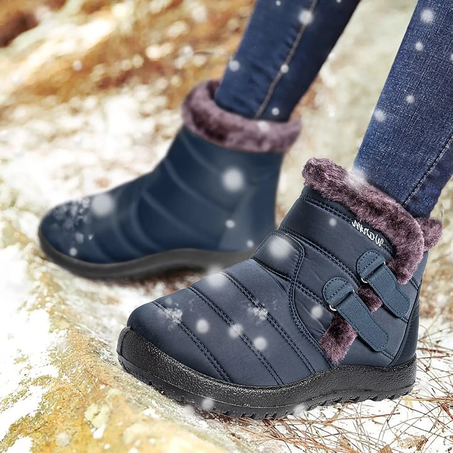 Tall Black Snow Boots for Women Women's Mid-Calf Waterproof Winter Snow Boots Women's Black Leather Winter Boots Womens Winter Snow Boots Waterproof Shoes Womens Leather Winter Boots Waterproof