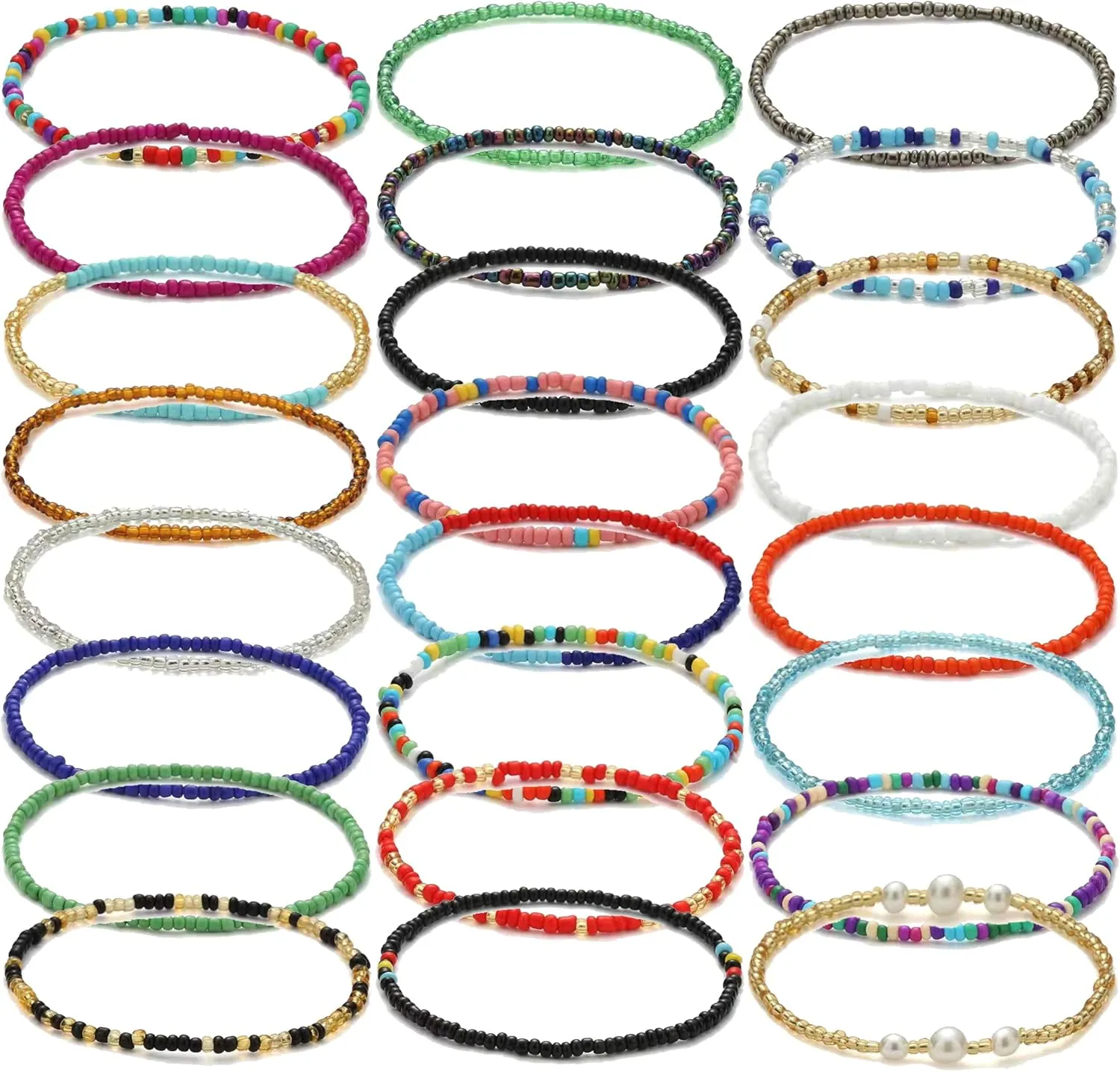 Taouzi Beaded Anklets for Women Handmade Boho Beaded Ankle Bracelets Colorful Beads Foot Anklets for Women