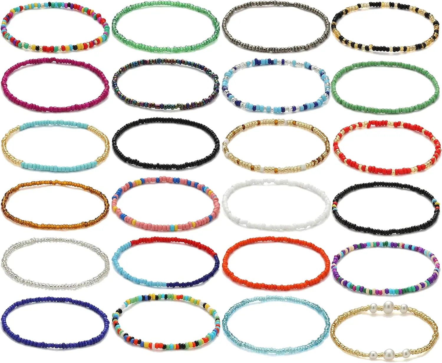 Taouzi Beaded Anklets for Women Handmade Boho Beaded Ankle Bracelets Colorful Beads Foot Anklets for Women