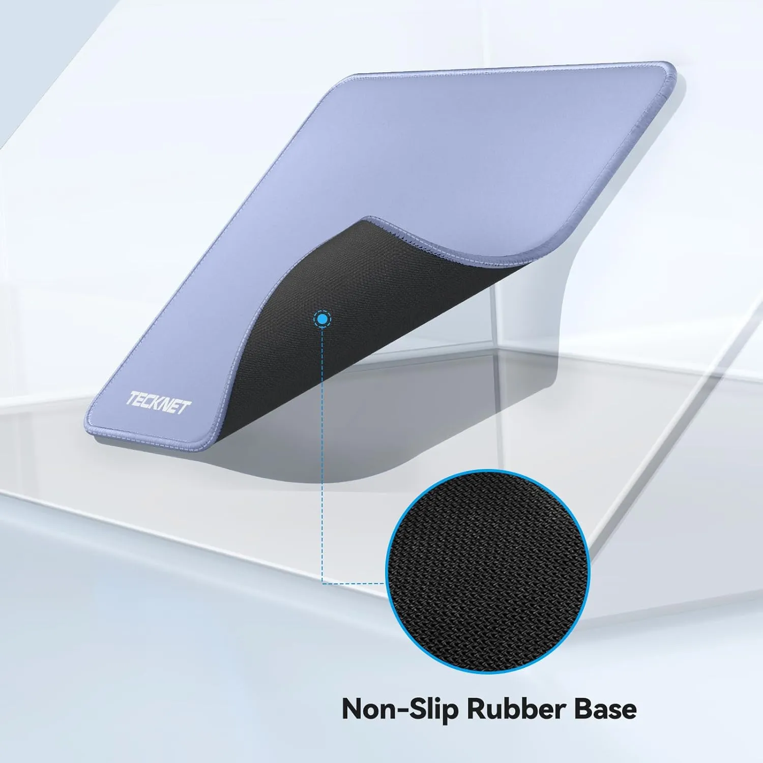 TECKNET Mouse Pad 270 x 210 x 3 mm with Anti-fray Stitchin, Waterproof Surface & Non-Slip Rubber Base with Stitched Edges Gaming Mouse Mat for LaptopCompatible with Laser and Optical Mice - LT.Blue