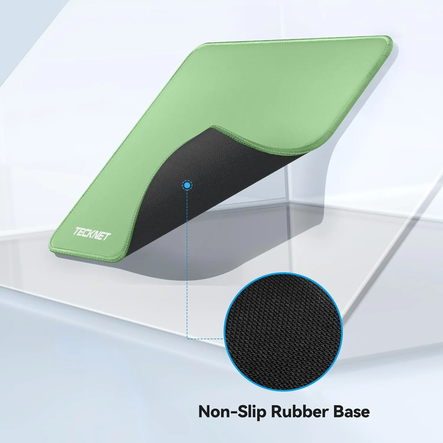 TECKNET Mouse Pad with Anti-fray Stitching, Waterproof Surface & Non-Slip Rubber Base with Stitched Edges Gaming Mouse Mat for LaptopCompatible with Laser and Optical Mice - LT.Green