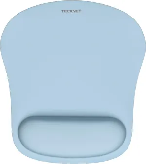 TECKNET Mouse Pad with Wrist Support, Ergonomic Gaming Mouse Pad Pain Relief, Portable Comfortable Mousepad for Computer, Laptop, Office, Home and Travel, Non-Slip Base, Waterproof Surface, Blue Gray