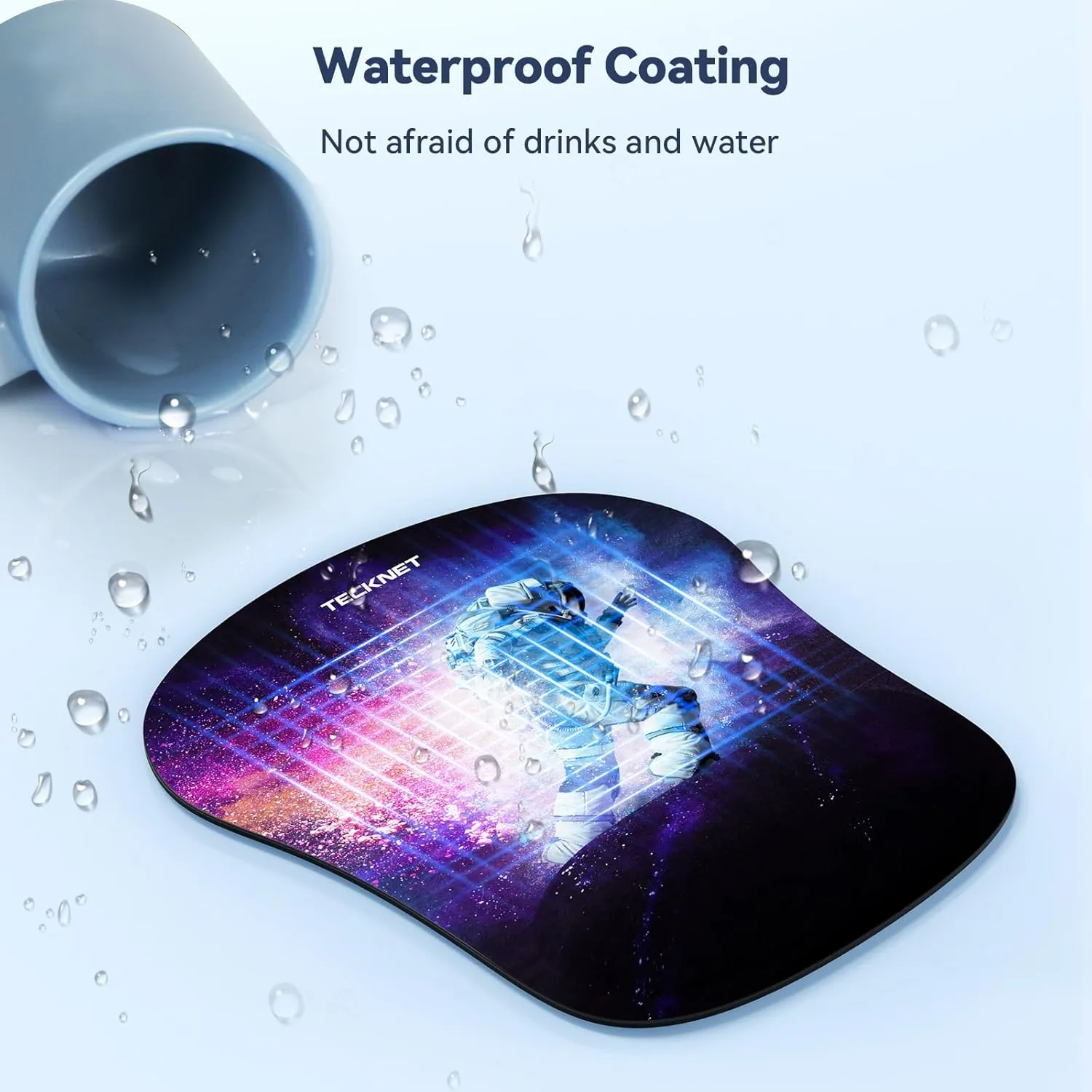 TECKNET Mouse Pad with Wrist Support, Ergonomic Gaming Mouse Pad Pain Relief, Portable Comfortable Mousepad for Computer, Laptop, Office, Home - Non-Slip Base, Waterproof Surface - Black Astronaut