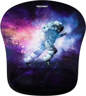 TECKNET Mouse Pad with Wrist Support, Ergonomic Gaming Mouse Pad Pain Relief, Portable Comfortable Mousepad for Computer, Laptop, Office, Home - Non-Slip Base, Waterproof Surface - Black Astronaut