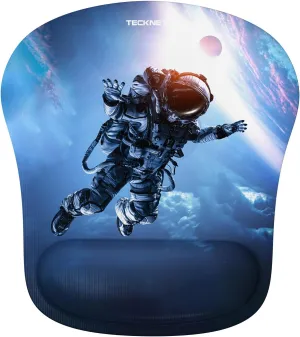 TECKNET Mouse Pad with Wrist Support, Ergonomic Gaming Mouse Pad Pain Relief, Portable Comfortable Mousepad for Computer, Laptop, Office, Home - Non-Slip Base, Waterproof Surface - Blue Astronaut