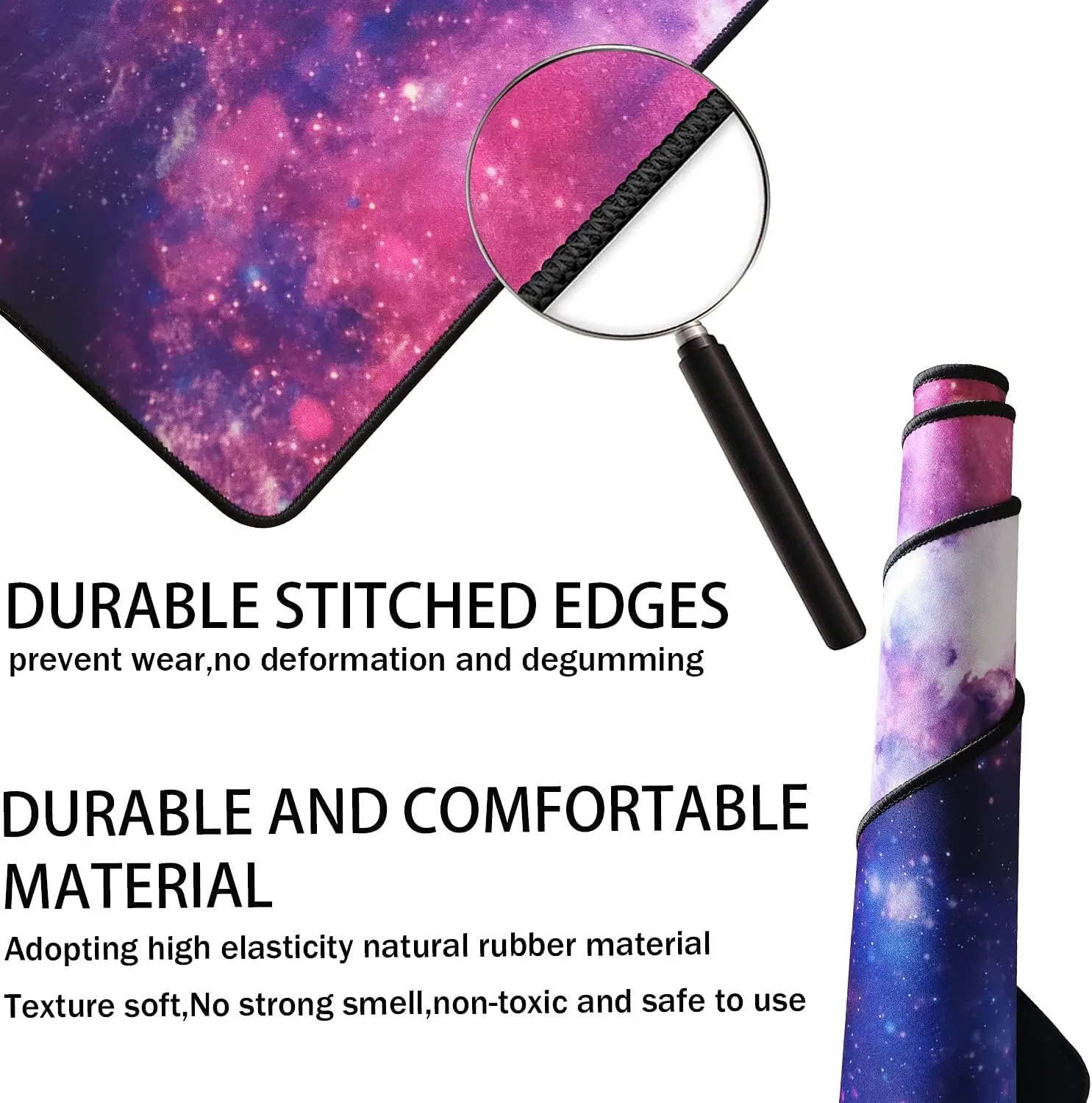 TEDNETGO Large Extended Gaming Mouse Pad, Long Mouse Pads, Extra Large Big Mouse Pad with Stitched Edge, XXL Non-Slip Computer Computer Keyboard Mat for Gamer/Desktop/Office/Home, Galaxy