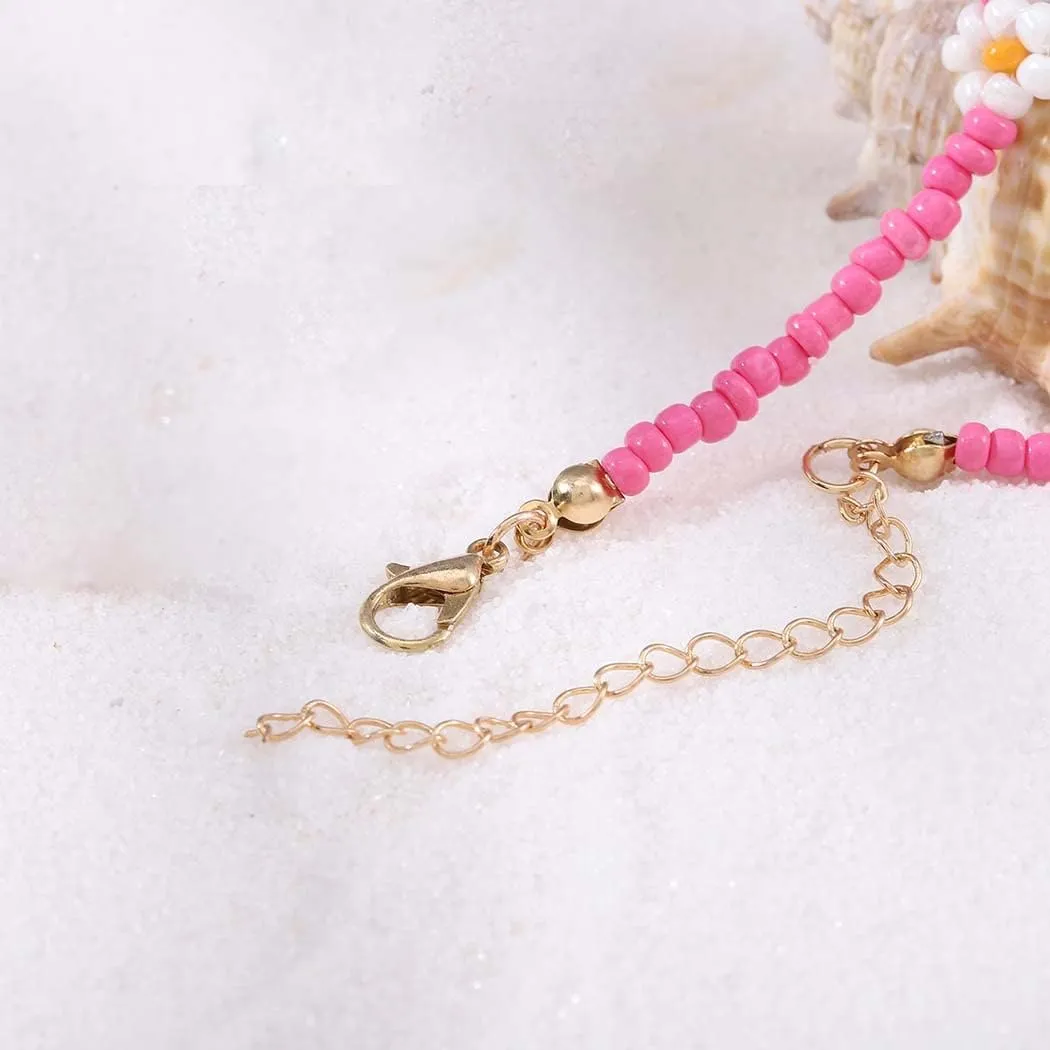 Tgirls Boho Anklets Beach Ankle Bracelets Beaded Foot Chain Flower Foot Jewelry for Women