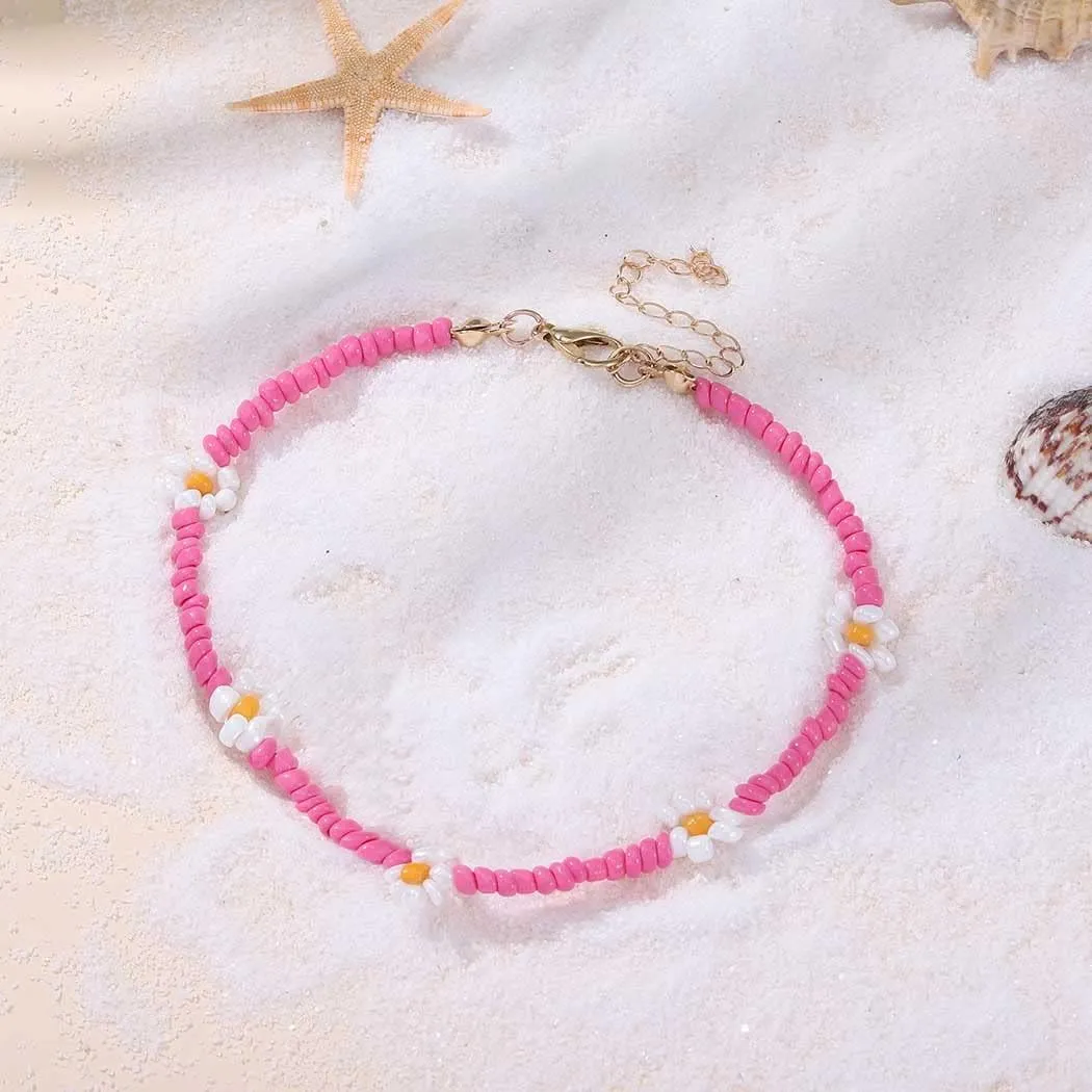 Tgirls Boho Anklets Beach Ankle Bracelets Beaded Foot Chain Flower Foot Jewelry for Women