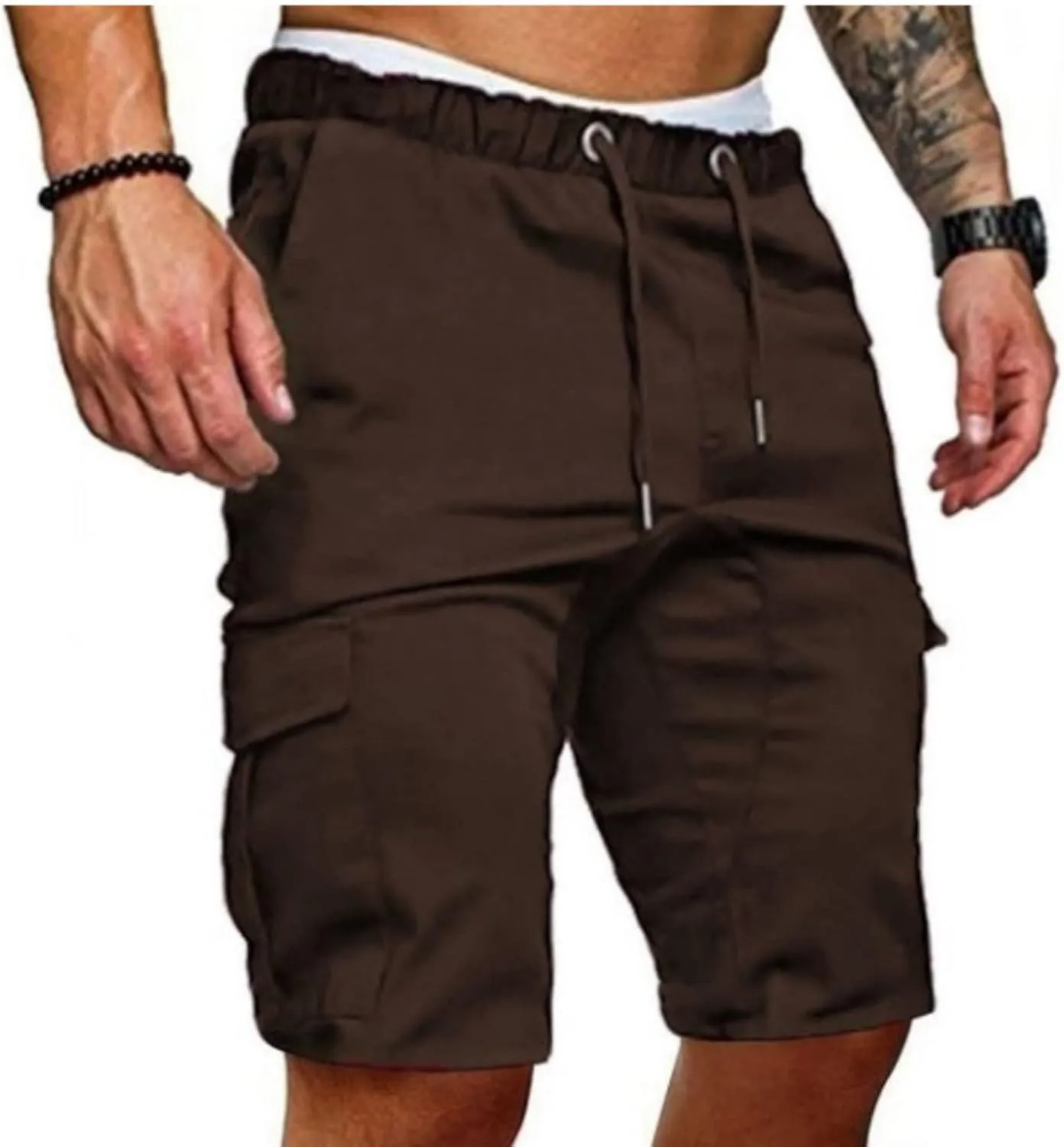Thatrich Mens Casual Cargo Shorts Athletic Workout Lightweight Summer Shorts Twill Chino Loose Fit Joggers with Multi Pockets