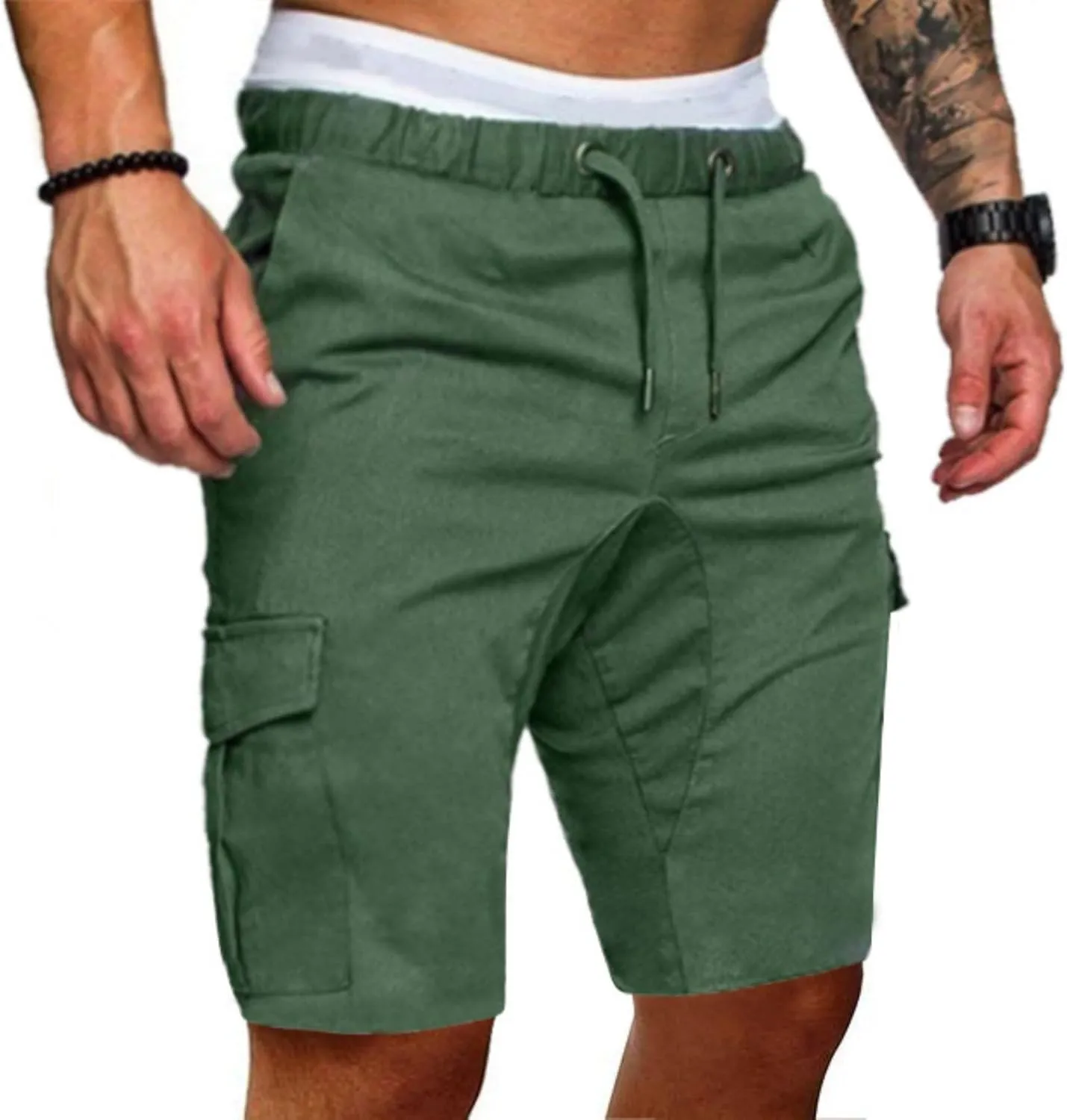 Thatrich Mens Casual Cargo Shorts Athletic Workout Lightweight Summer Shorts Twill Chino Loose Fit Joggers with Multi Pockets