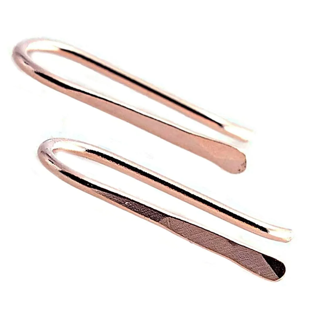 Threader Drop 13mm Arc Minimalist Huggie Hoop Piercing Earrings Horseshoe Wishbone Hoops (14K Rose Gold Filled / 20 gauge -Band)