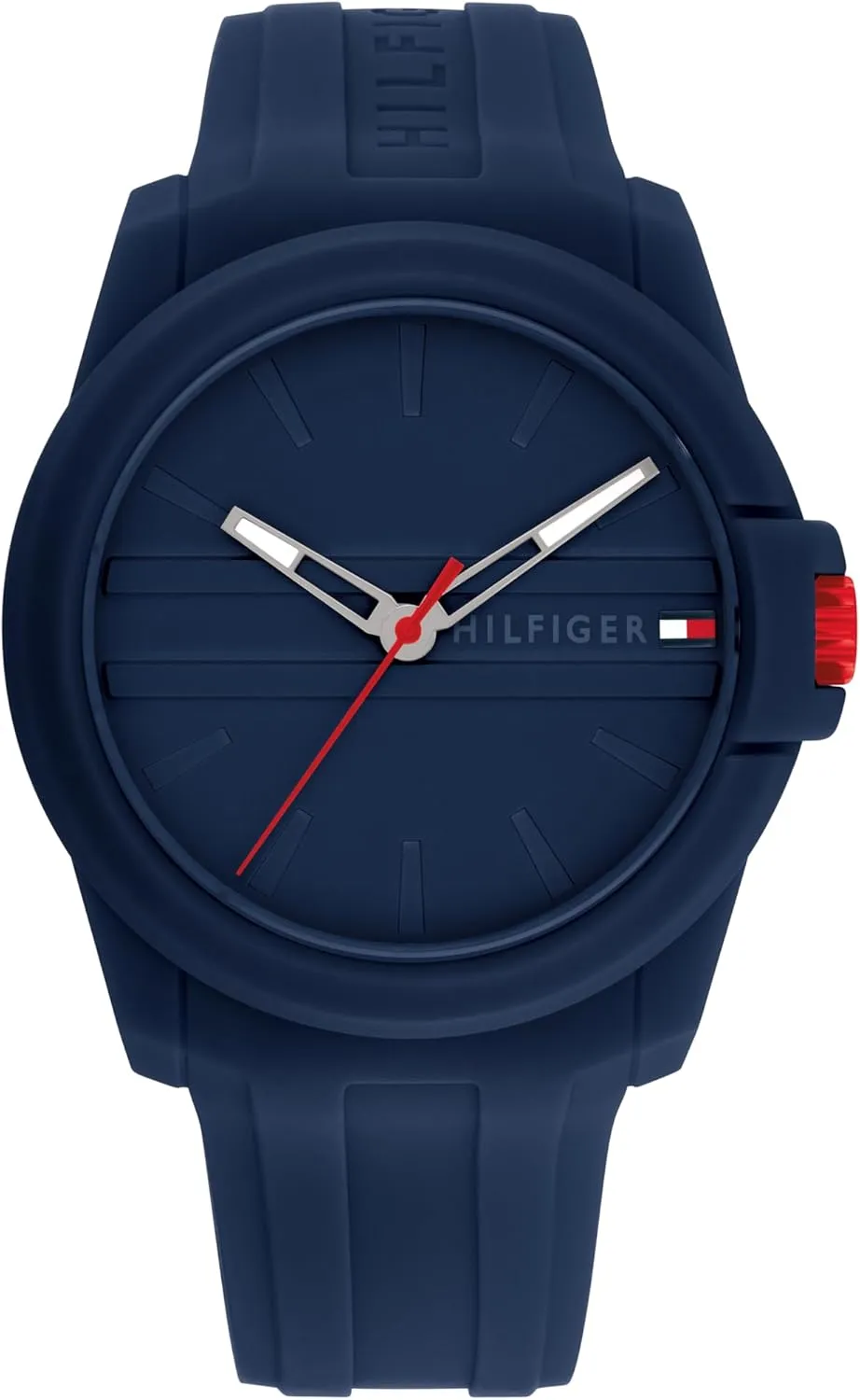 Tommy Hilfiger Men's 3-Hand Quartz Watch  Casual Sport Style, Silicone Strap, Water-Resistant to 50 Meters, Everyday Fashion Wristwatch, Gift for Him - 44mm