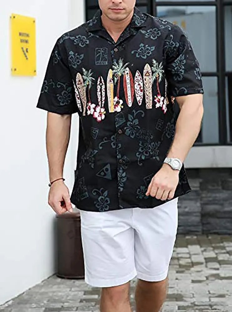 Tropical Storm Hawaiian Shirts for Men Short Sleeve Regular Fit Mens Floral Shirts