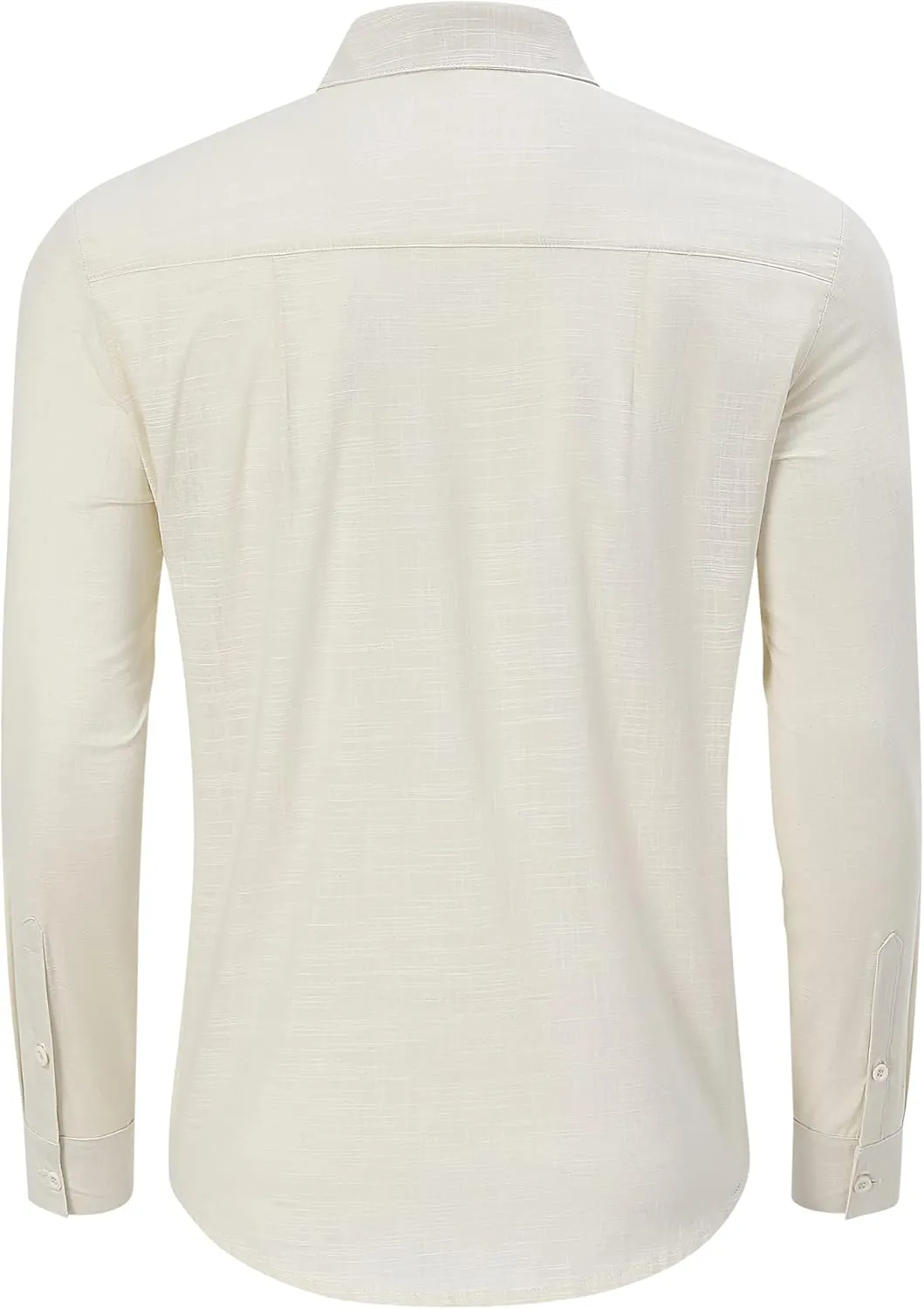 TURETRENDY Mens Button Down Linen Shirts Casual Long Sleeve Dress Shirts Regular Fit Cotton Beach Yoga Shirts with Pocket