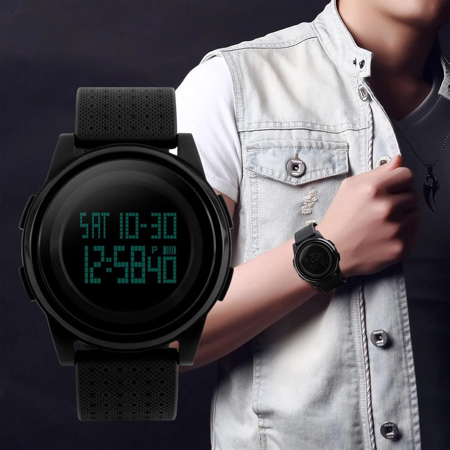Unisex Digital Watch Waterproof 50M, Shock Resistant Outdoor Sports Wristwatch with Stopwatch, Backlight, Alarm, Dual Time Zones, Ideal for School, Travel, Fitness and Daily Wear