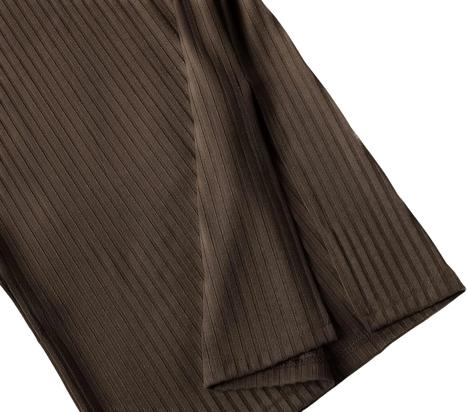 Urban CoCo Women's High Waist Stretch Ribbed Knit Pencil Skirt Midi Length with Side Slit Office Work Bodycon Style