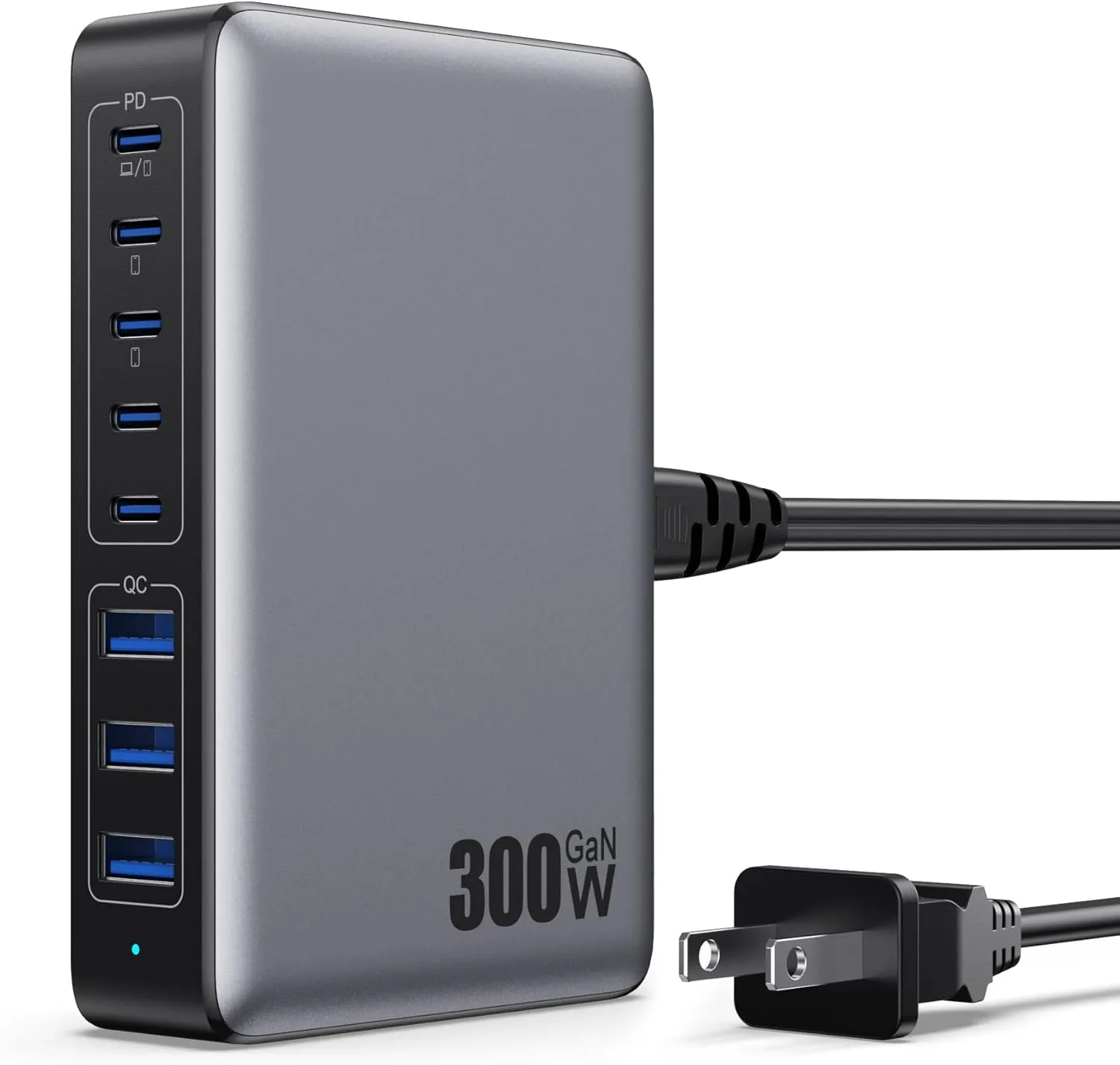 USB C Charger 300W USB C Charger Block GaN IV 8-Port Fast Charging Station Hub,Upgraded PD 100W Laptop Desktop Chargers Adapter for MacBook Pro/Air,DELL,Steam Desk,iPhone 16/15/14,Samsung Galaxy S25