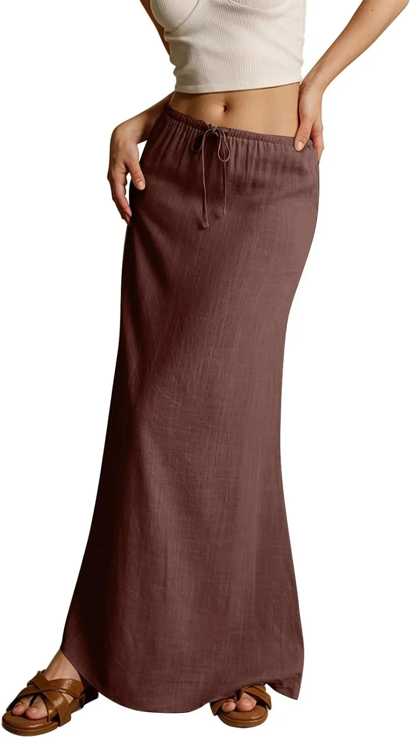 Vacation Skirts for Women, Beach Trendy Maxi Casual Solid Color Womens Skirts