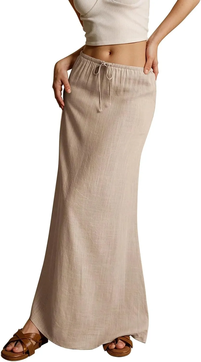 Vacation Skirts for Women, Beach Trendy Maxi Casual Solid Color Womens Skirts