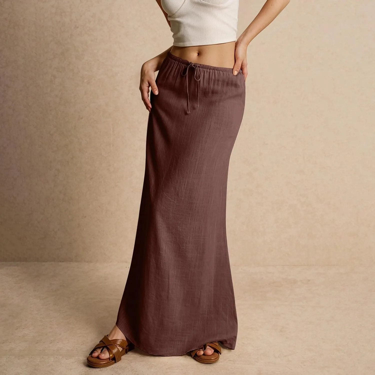 Vacation Skirts for Women, Beach Trendy Maxi Casual Solid Color Womens Skirts