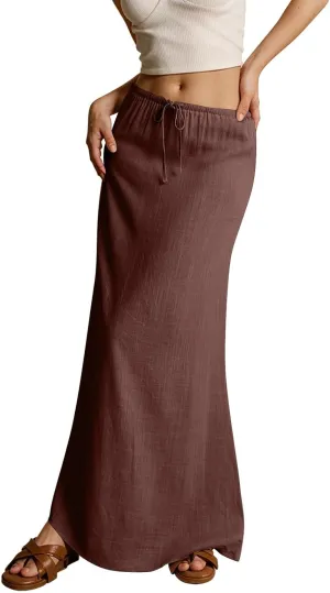 Vacation Skirts for Women, Beach Trendy Maxi Casual Solid Color Womens Skirts