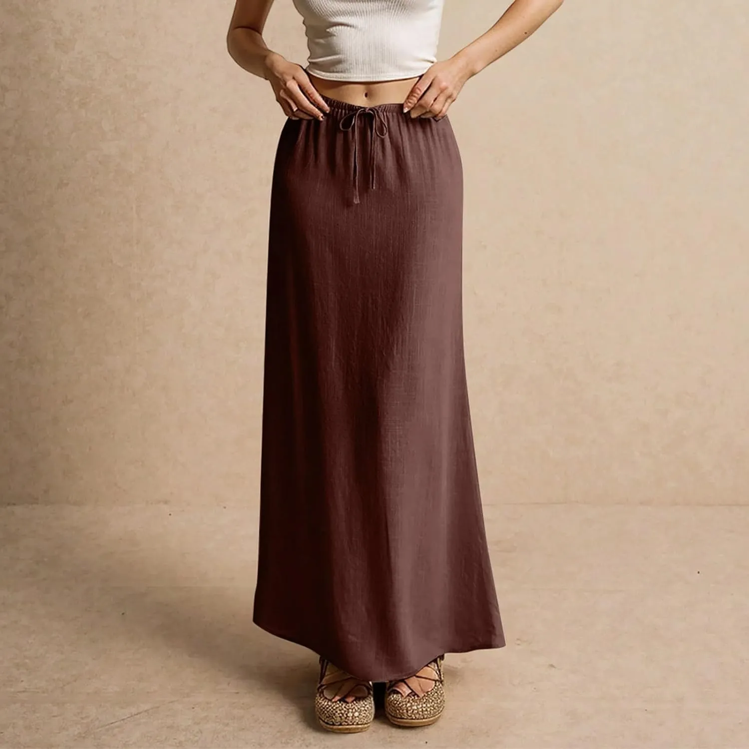 Vacation Skirts for Women, Beach Trendy Maxi Casual Solid Color Womens Skirts