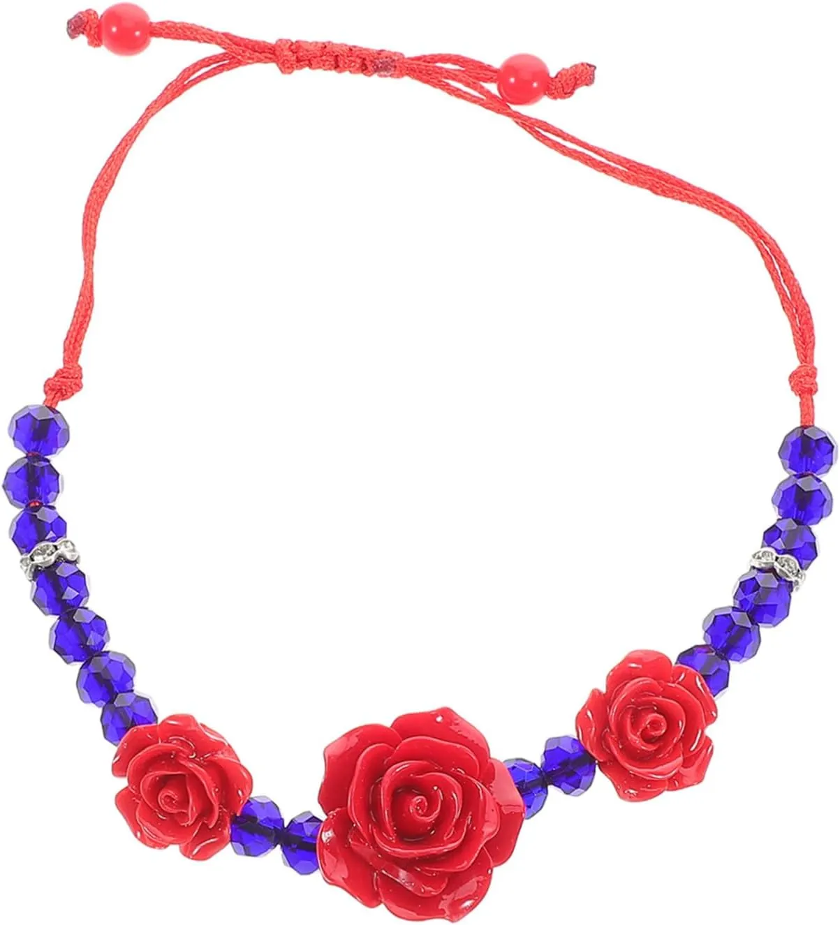 Valentine's Day Flower Bracelet Adjustable Beaded String for Women Friendship Bracelet Rose Jewelry