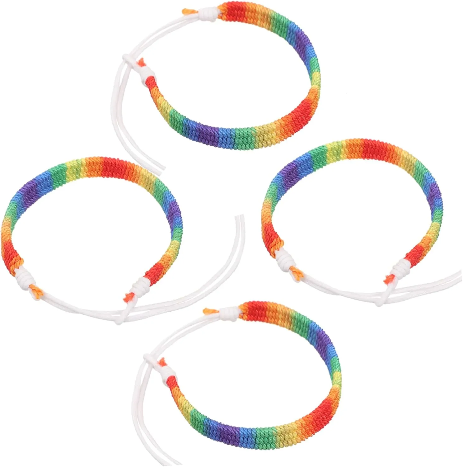 VALICLUD 4pcs Braided Rope Rainbow Party Wristband Friendship Bracelet for Men Women Unisex Adjustable Woven Wristb