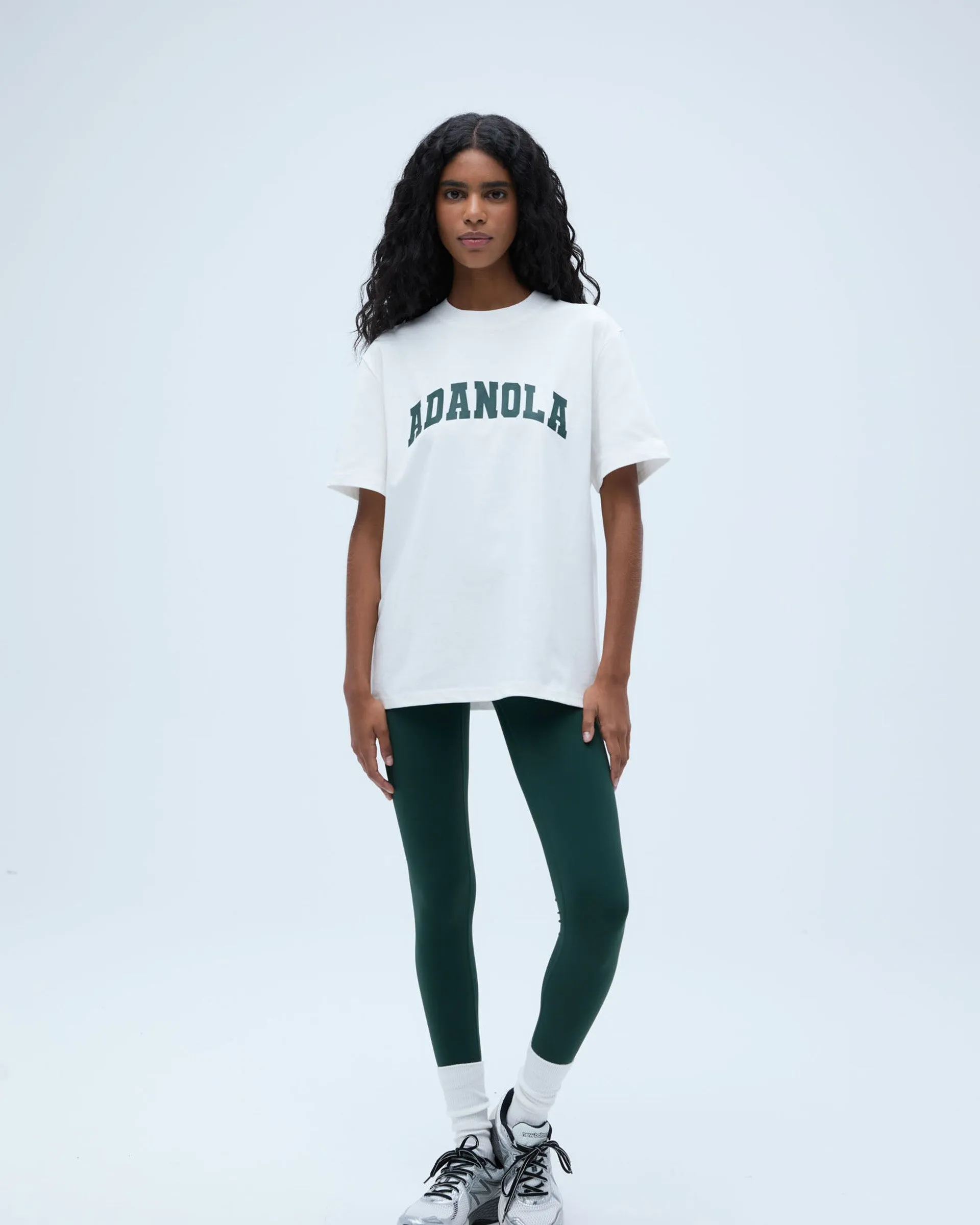 Varsity Short Sleeve Oversized T-shirt - White/Pine Green