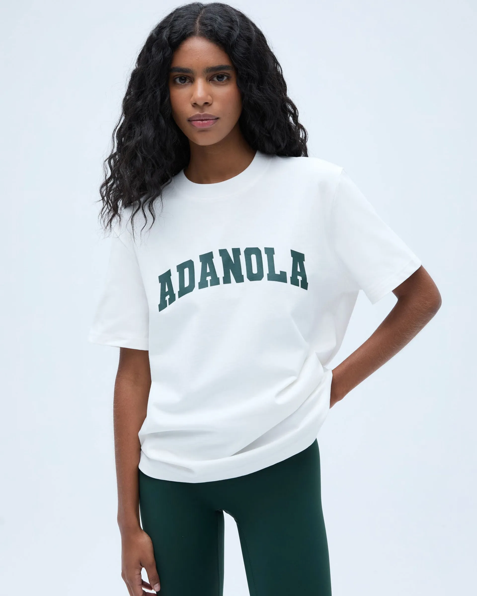 Varsity Short Sleeve Oversized T-shirt - White/Pine Green