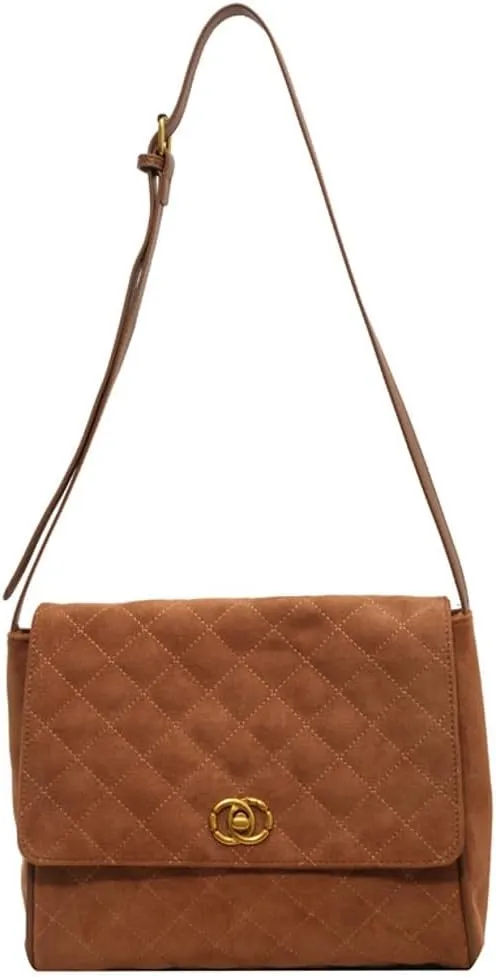 Vintage Suede Quilted Tote Bag for Women Large Capacity Crossbody Bag Lightweight Satchel Purse Causal Hobo Shoulder Bag 2024