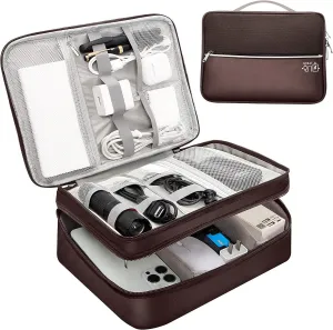 VOCUS Electronic Organizer Travel Case,Cord Organizer Bag for Electronics Accessories, Double Layer Tech Carring Large Storage Case for Charger,USB Cable, Power Bank, Hardware
