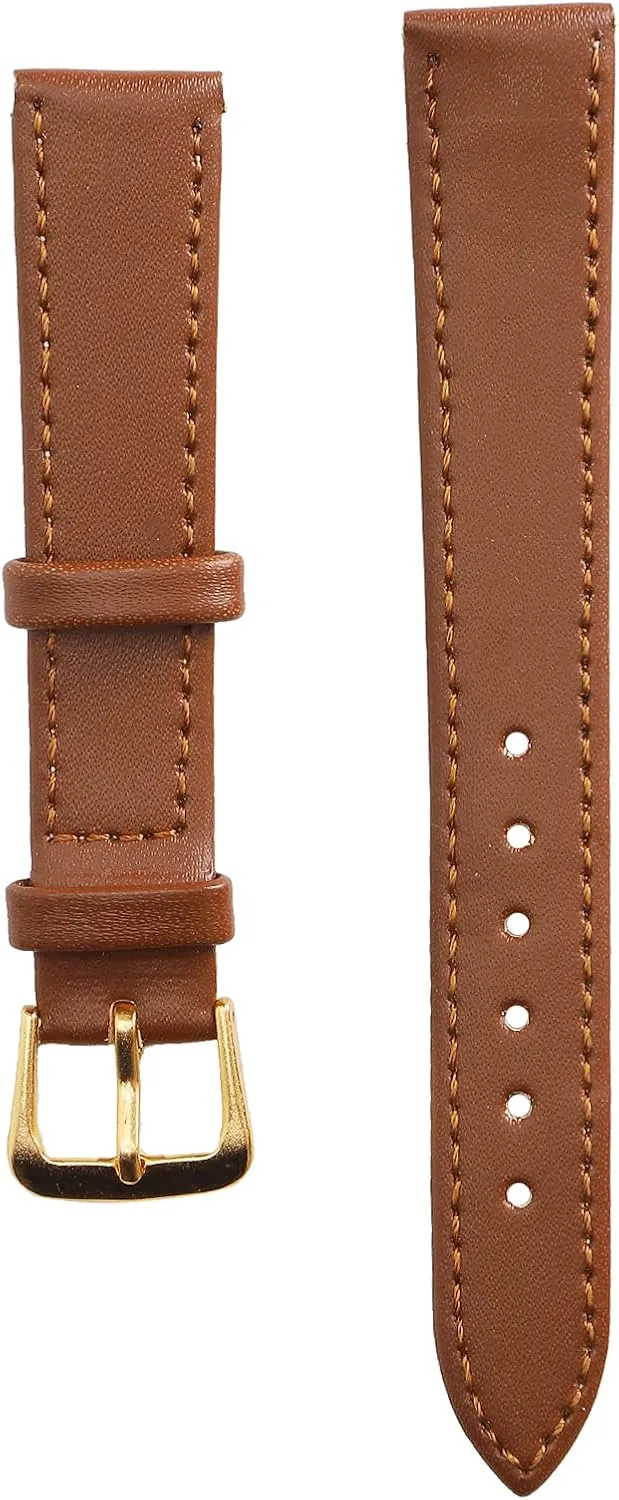 Watch Band, Unisex Universal Pin Buckle Watch Strap 12mm to 22mm Optional Wide PU Leather Replacement Watch Straps Accessory Brown for Men Women(16mm)