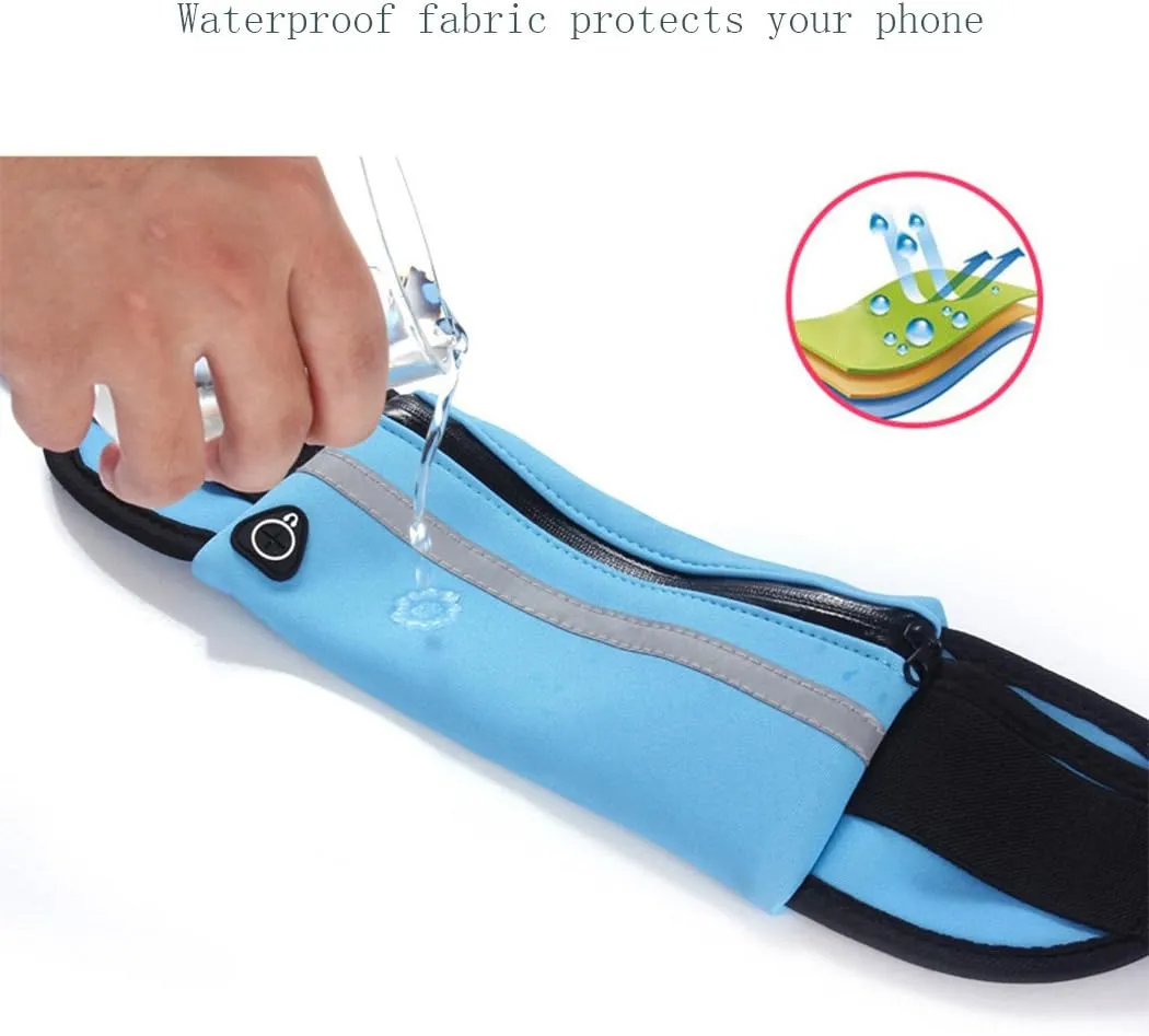 Waterproof Running Belt Waist Pack, Water Resistant Runners Belt Fanny Pack for Hiking Fitness.
