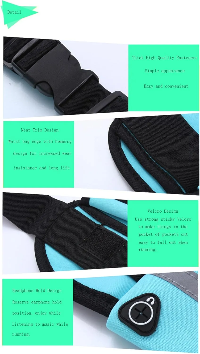 Waterproof Running Belt Waist Pack, Water Resistant Runners Belt Fanny Pack for Hiking Fitness.