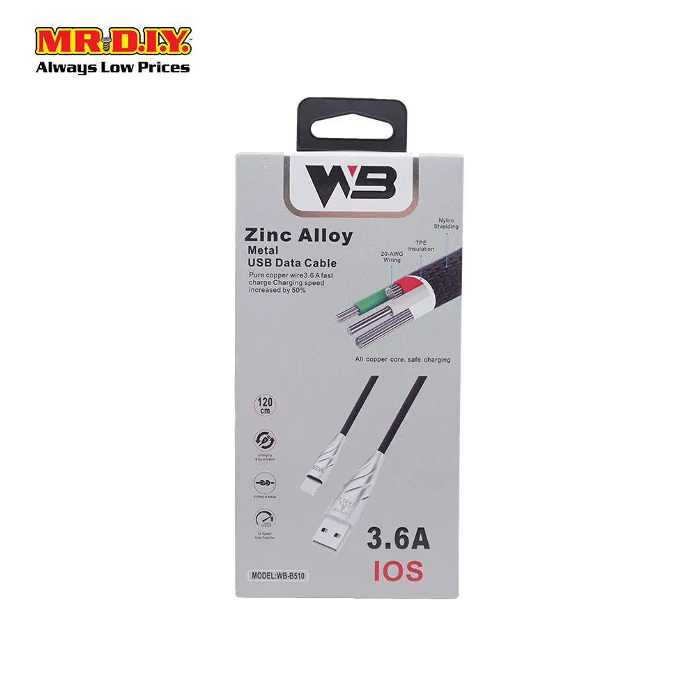 WB WB-B510 Fast Charging Lightning Data Cable 3.6A (1.2m)