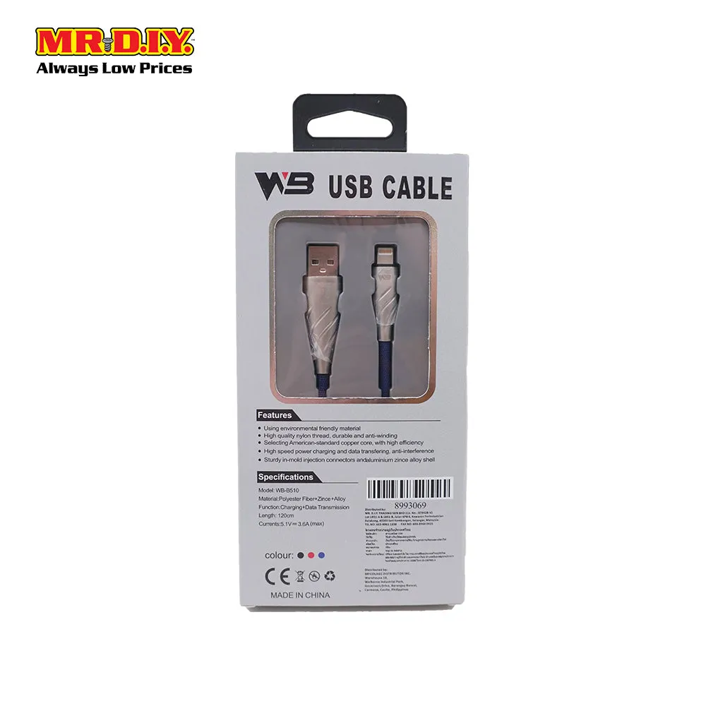 WB WB-B510 Fast Charging Lightning Data Cable 3.6A (1.2m)