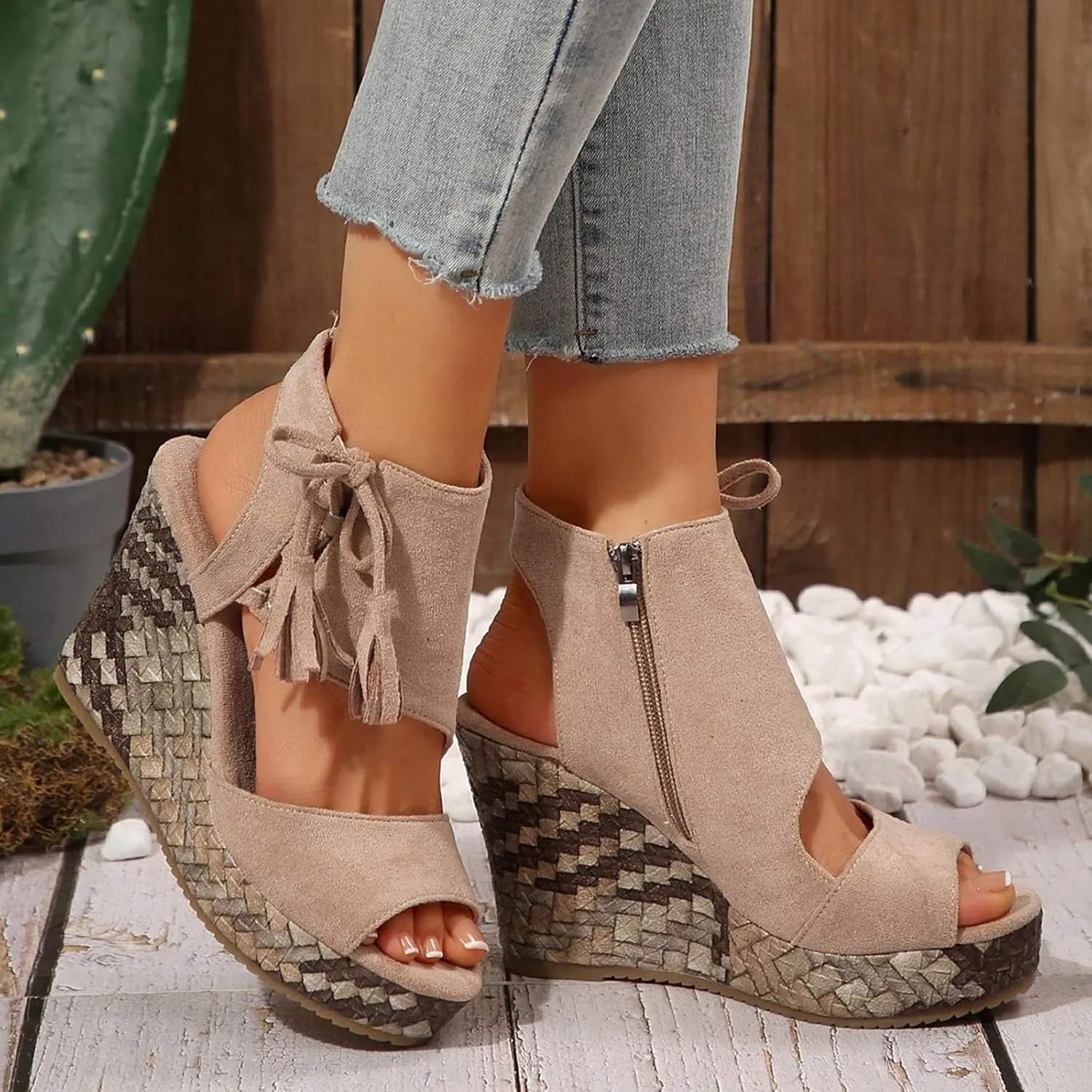 Wedge Sandals for Women 2025 Dressy Open Toe Espadrilles Comfortable Ankle Strap Platform Shoes Boho Beach Summer Orthopedic High Wedges Walking Strappy Slip on Flats