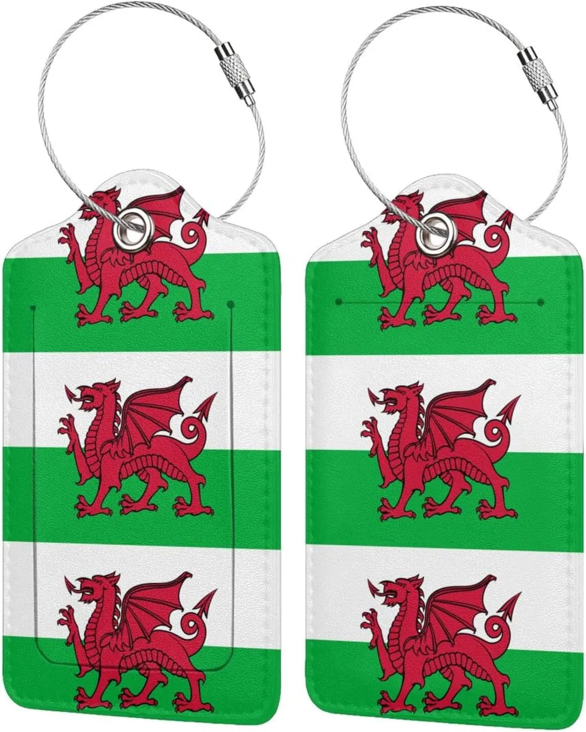 Welsh Dragon Flag Luggage Tag with Name ID Card Perfect to Quickly Spot Luggage Suitcase
